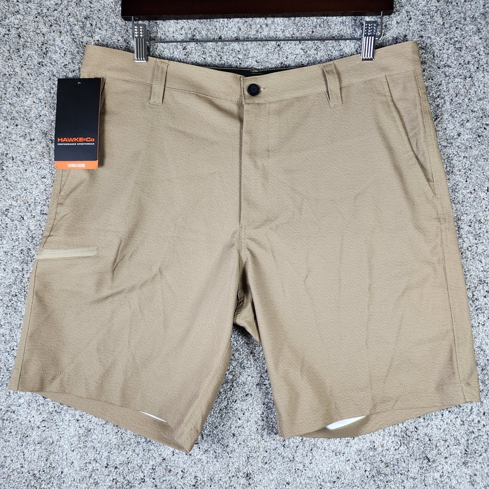 Hawke & Co Stretch Woven Short Mens 36 Khaki Twill Performance NWT